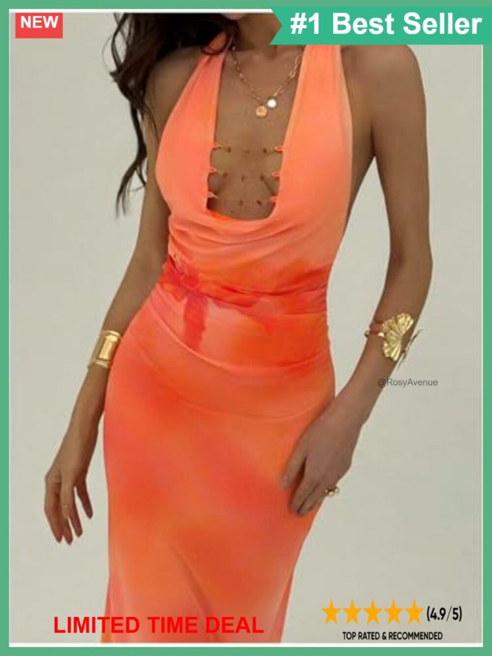 Sunset Beaded Halter Bodycon Maxi Dress Sequin Backless Party - Picture 2 of 4